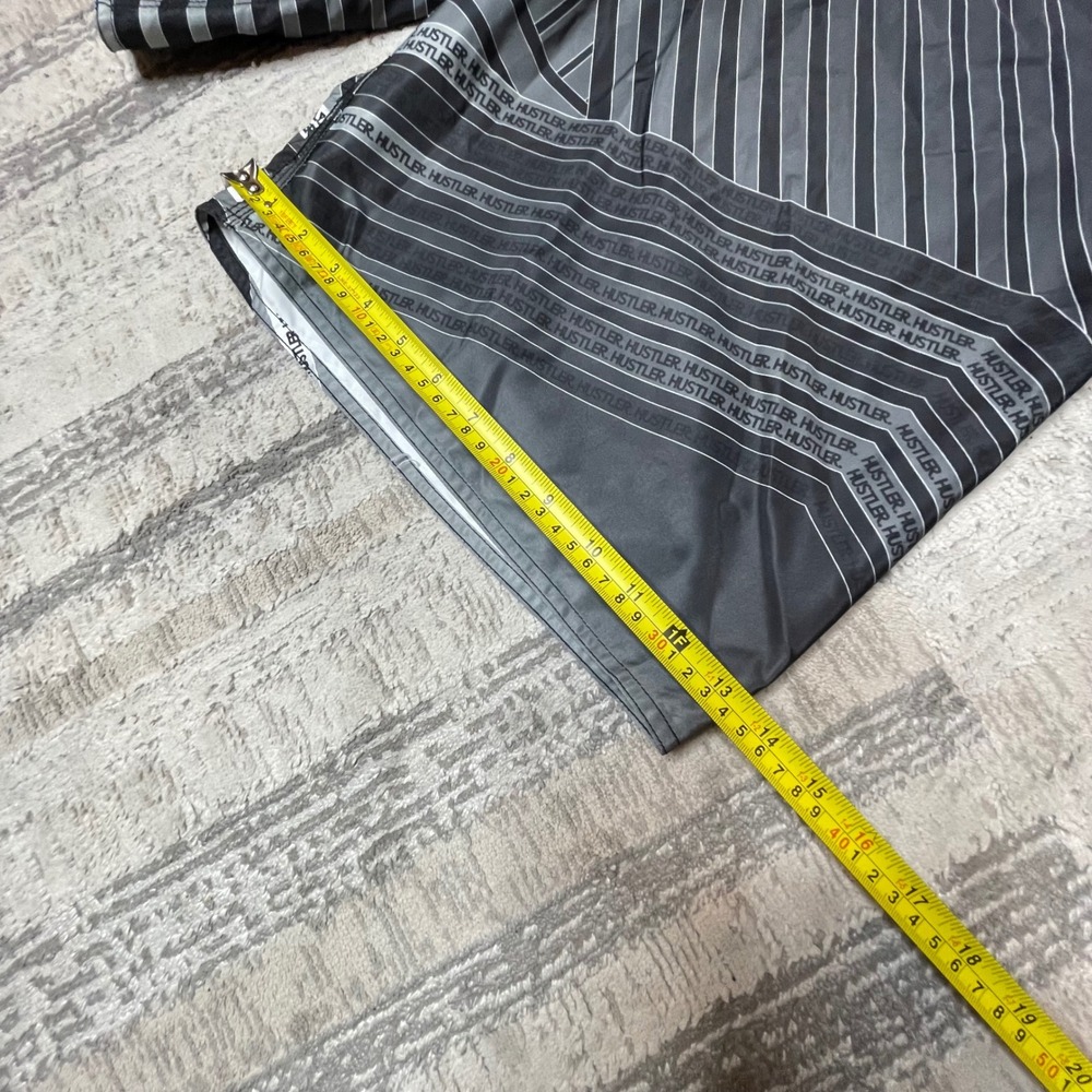 NEW Y2K Hustler Striped Board Shorts Black Grey Geometric Swim Trunks Mens 40 - Picture 4 of 5